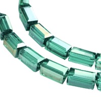 Rectangle Glass Beads - Verdant Glass AB 8x4mm