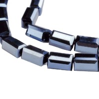 Rectangle Glass Beads - Silvered Slate 8x4mm