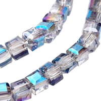 Faceted Cube Glass Beads - Skyward Serenity 4mm x 20