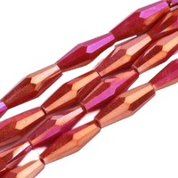 Bicone Style Glass Beads - Crimson Aurora 12mm x 10