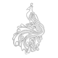Peacock Silver Metal Craft Charm