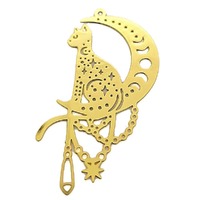 Moon and Cat Gold Metal Craft Charm