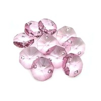 Preciosa Crystal Octagons - Pastel Pink Double Hole x 14mm - Factory Seconds