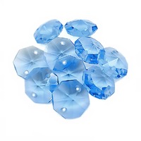 Preciosa Crystal Octagons - Light Sapphire Double Hole x 14mm