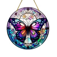Acrylic Suncatcher Disc - Violet Mosaic Butterfly