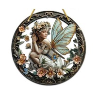 Acrylic Suncatcher Disc - Floral Fairy Serenade