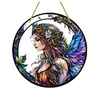 Acrylic Suncatcher Disc - Mystical Winged Enchantress