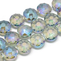 Faceted Coin Glass Beads - Celestial Dew x 14mm