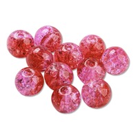 Crackle Glass Beads - Ruby Ice 8mm x 10