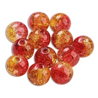 Crackle Glass Beads - Sunset Flame 8mm x 10