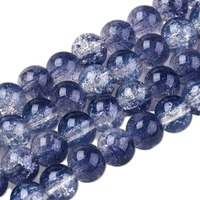 Crackle Glass Beads - Twilight Sapphire 8mm x 10