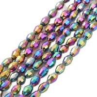 Faceted Oval Glass Beads - Electric Dragon Scale x 6mm