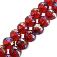 Faceted Round Glass Beads - Scarlet Prism x 10mm