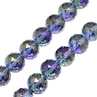 Faceted Round Glass Beads - Iridescent Twilight 14mm x 10