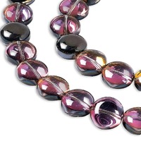 Glass Beads Flat Coin Shape - Gothic Orchid x 12mm