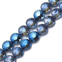 Faceted Coin Glass Beads - Twilight Tide 10mm x 10