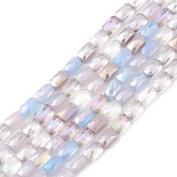 Faceted Rectangle Glass Beads - Opalescent Dream 6mm x 10