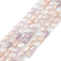 Faceted Rectangle Glass Beads - Champagne Whisper 6mm x 10