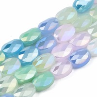 Faceted Oval Glass Beads - Mermaids Glow 8mm x 10