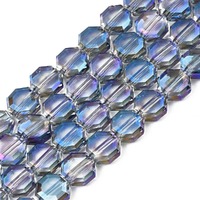 Octagonal Glass Beads - Iridescent Glacier 8mm x 10