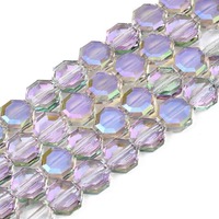 Octagonal Glass Beads - Pastel Aurora 8mm x 10