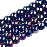 Round Glass Beads - Peacock Blue x 6mm