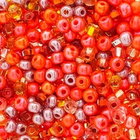 Czech Glass Seed Beads Size 6/0 - Royal Tangerine Mix