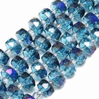 Faceted Glass Beads - Ocean Sapphire x 10mm