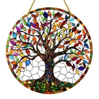 Acrylic Suncatcher Disc - Rainbow Tree of Life