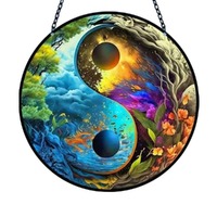 Acrylic Suncatcher Disc - Elemental Balance Yin Yang