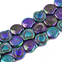 Spiral Shell Glass Beads - Mermaid Mirage x 12mm