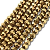 Round Faceted Glass Beads - Gilded Honey x 6mm