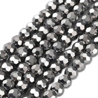 Round Faceted Glass Beads - Moonlit Steel x 6mm