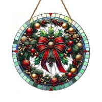 Acrylic Suncatcher Disc - Joyful Tidings Wreath Suncatcher