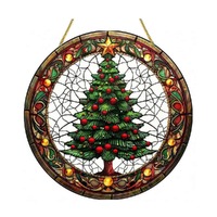 Acrylic Suncatcher Disc - Starry Christmas Tree Suncatcher