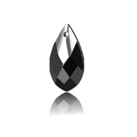 Swarovski Crystal Capped Pear Pendant - Jet & Light Chrome