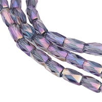 Faceted Column Glass Beads - Mystic Amethyst 5mm x 20