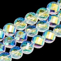 Faceted Coin Glass Beads - Northern Lights 8mm x 10