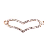 Rose Gold Heart Connector Charm with Crystals