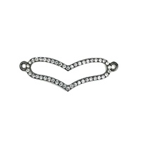 Gun Metal Plated Heart Connector Charm with Crystals